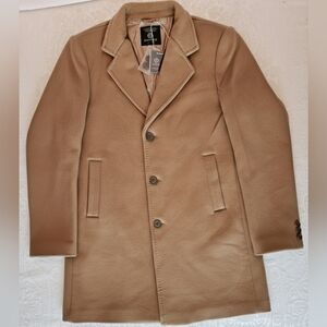 Men's Tan 100% Pure Wool Chesterfield Button Coat, Snover, Size 50, NWT